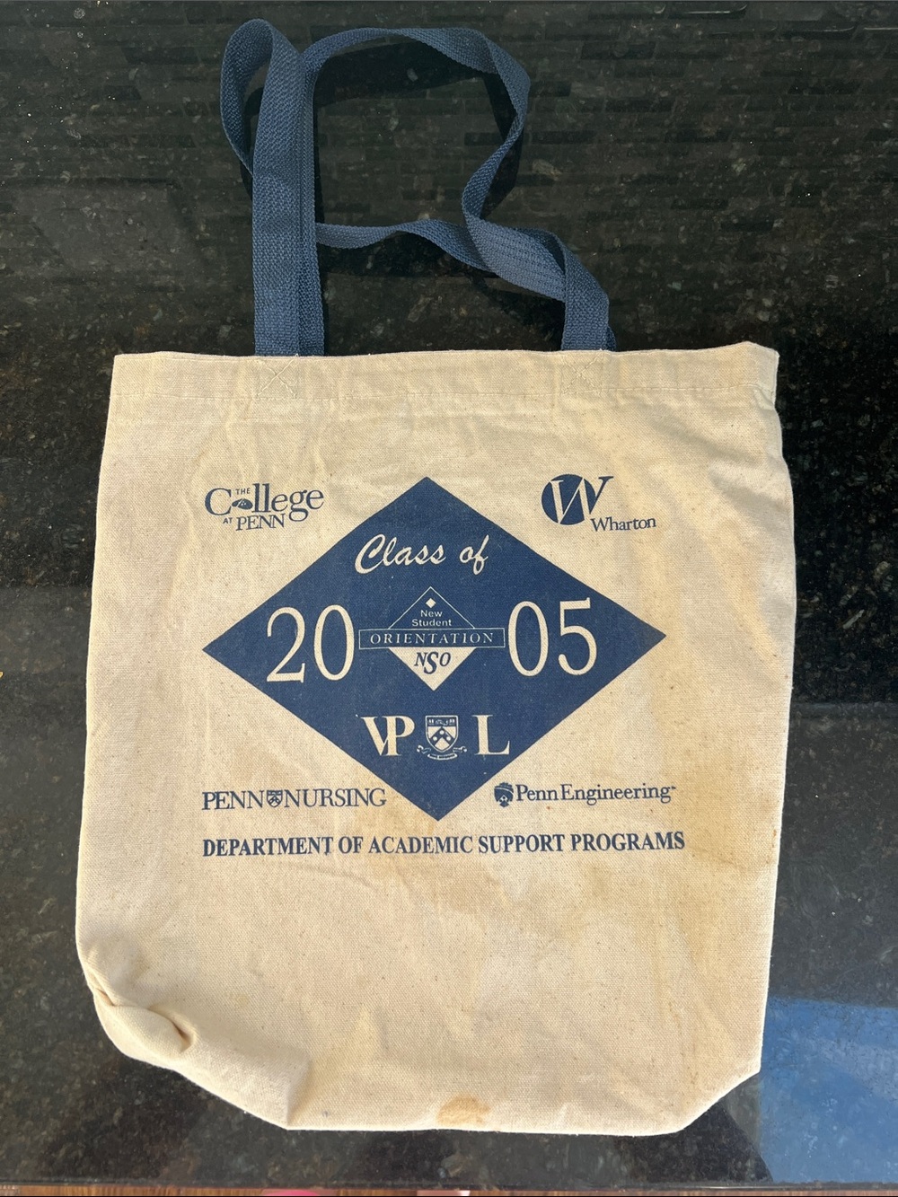 Vintage University of Pennsylvania Class of 2005 Canvas Tote - Navy Print